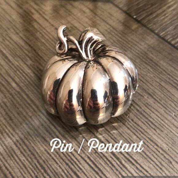 BOGO FREE SILVER PIN PUMPMIN VINTAGE BEST FALL HARVEST BROOCH - Picture 3 of 7